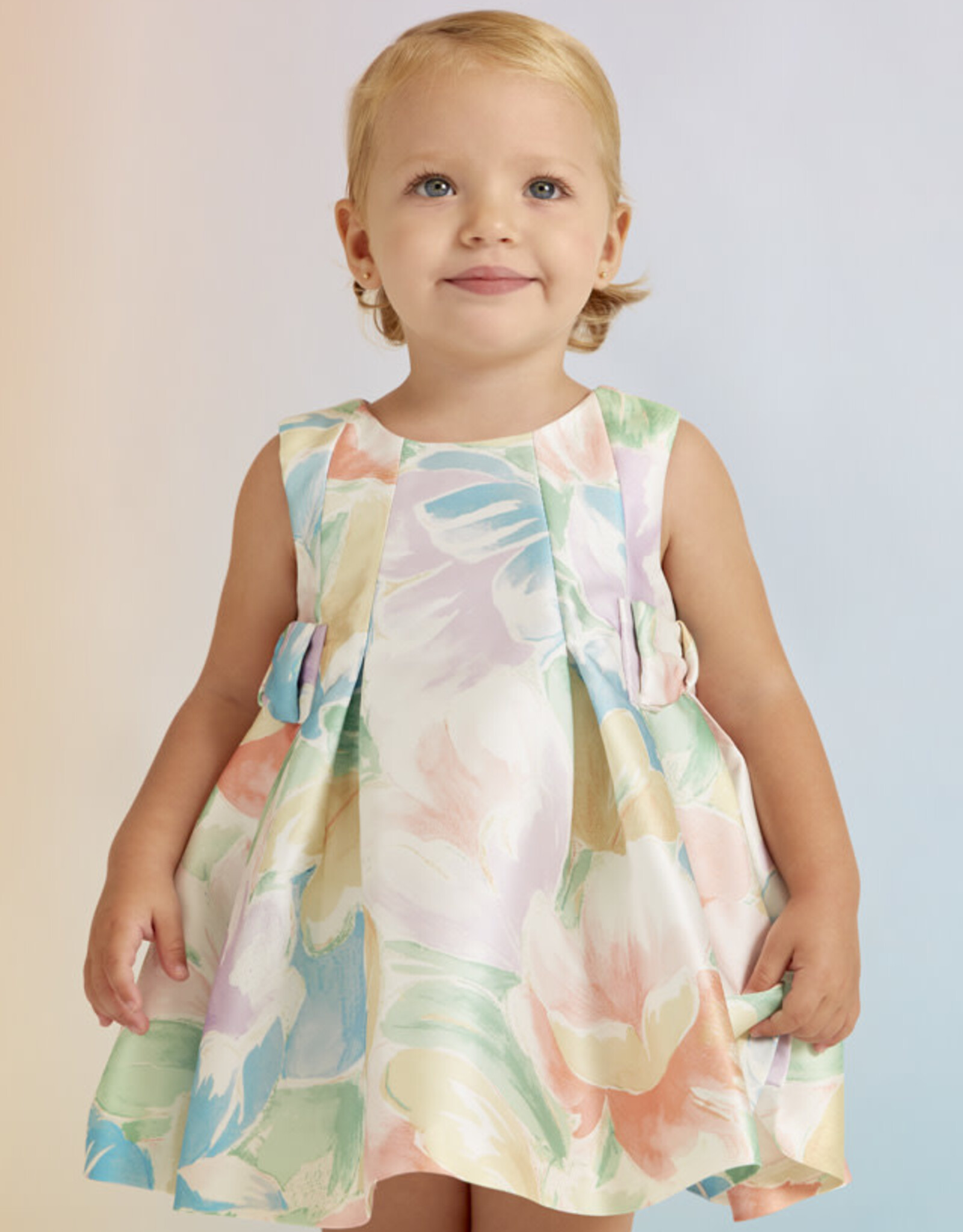 Abel & Lula Peach Toddler Mikado Dress