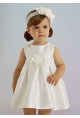 Abel & Lula White Toddler Dress with Floral Waist