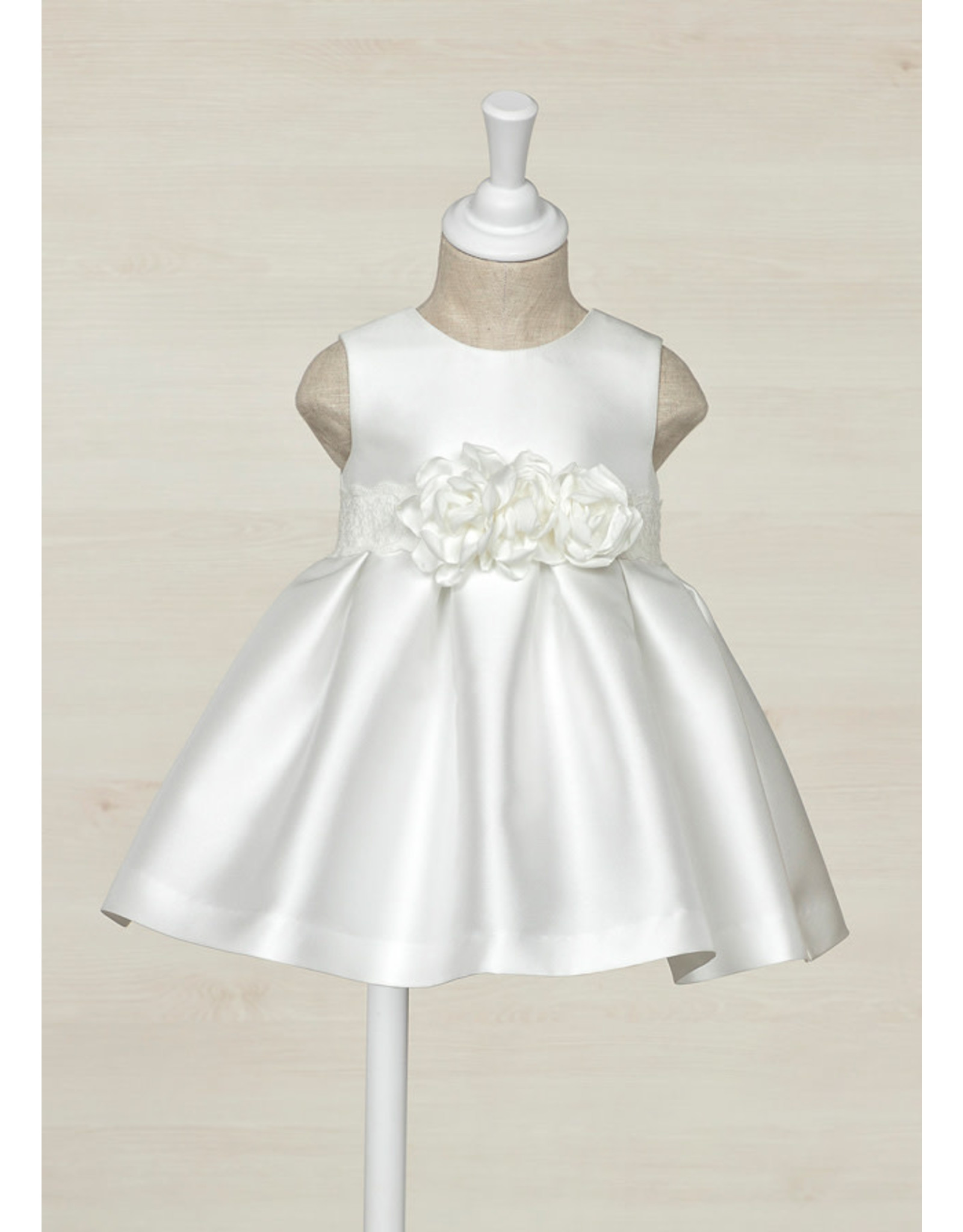 Abel & Lula White Toddler Dress with Floral Waist