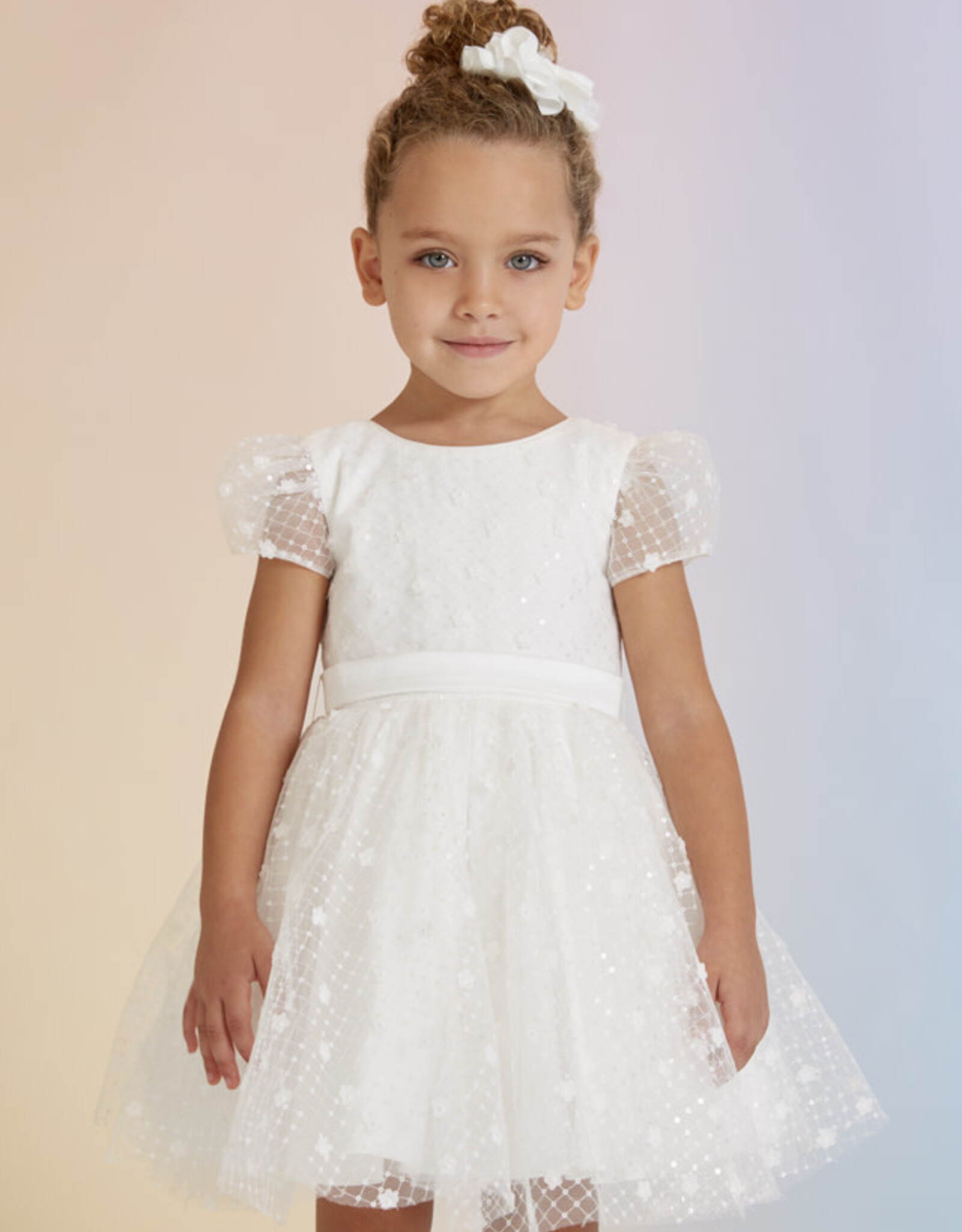Abel & Lula White Tulle Sequin Dress