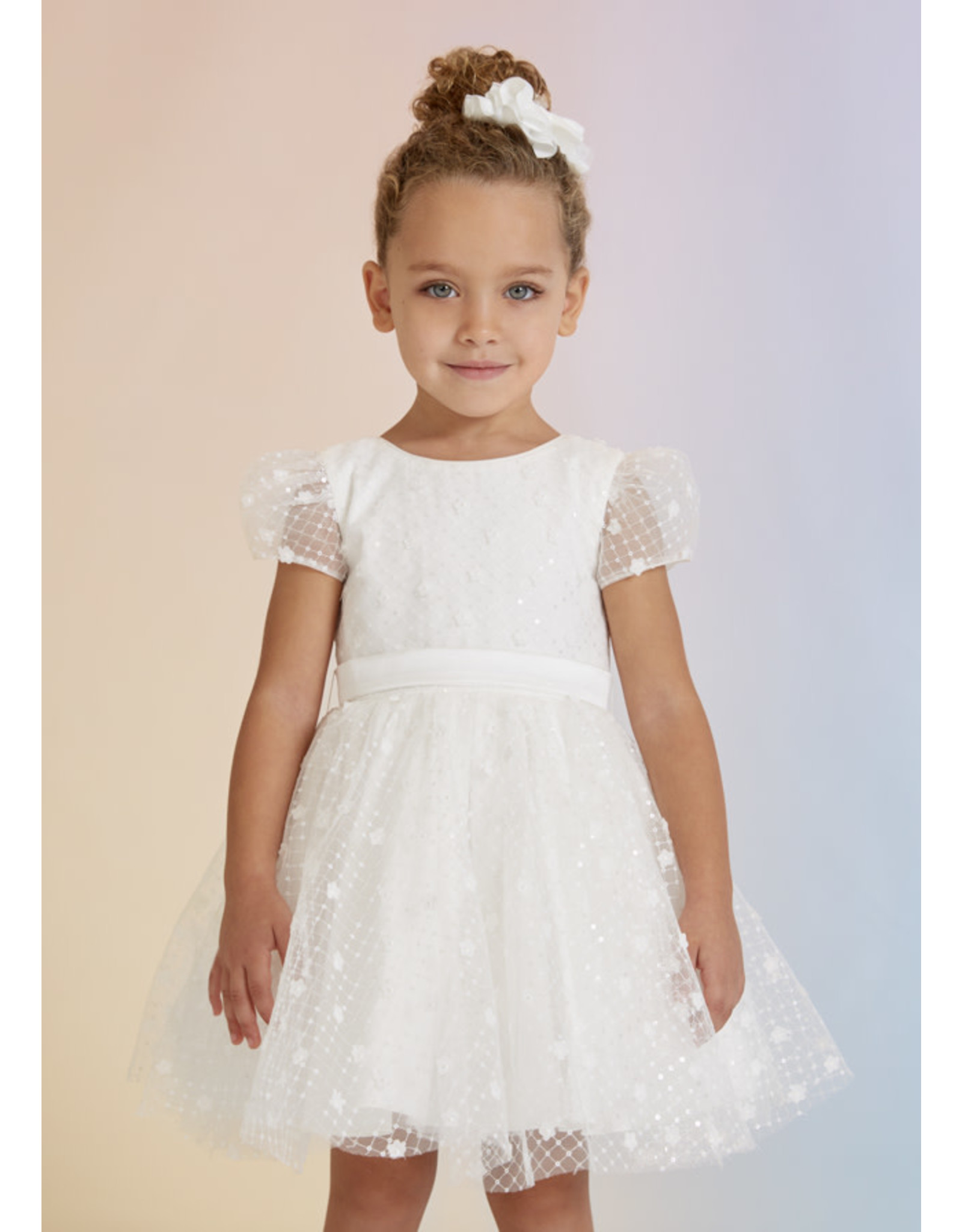 Abel & Lula White Tulle Sequin Dress