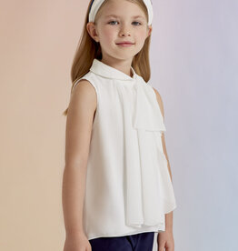 Abel & Lula Ruffled Chiffon Blouse in White