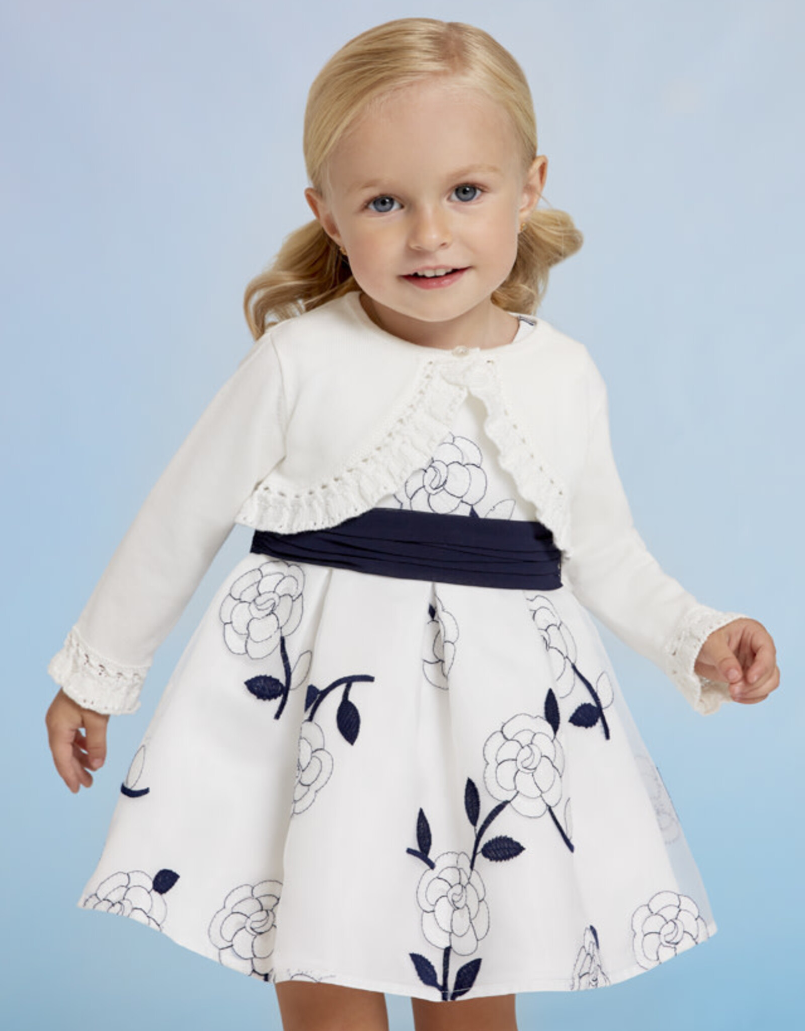 Abel & Lula Toddler Bolero Cardigan in White