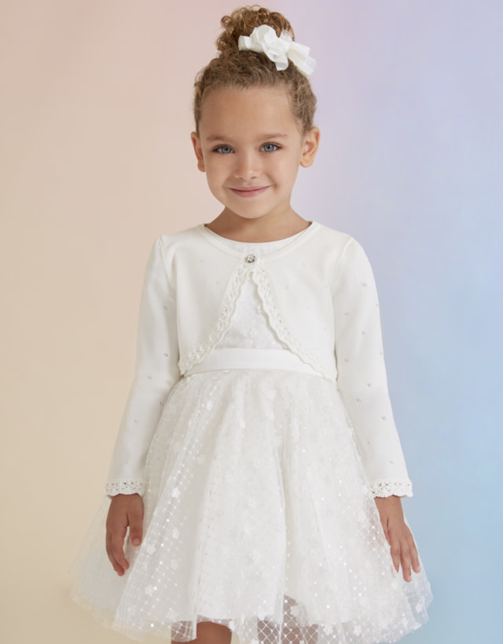 Abel & Lula Knit Bolero Cardigan in White