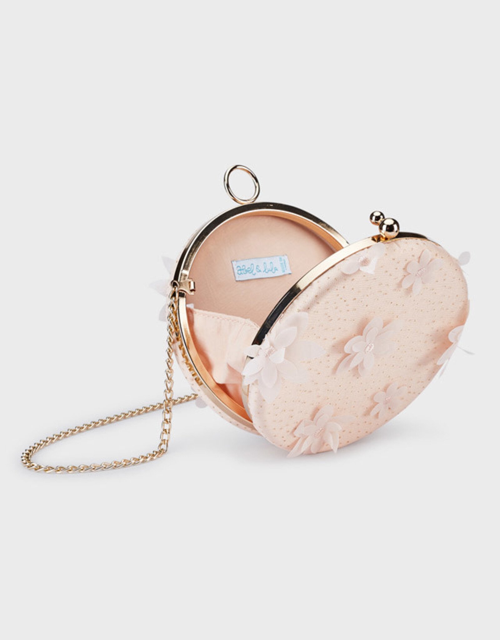 Abel & Lula Peach Embroidered Tulle Clutch