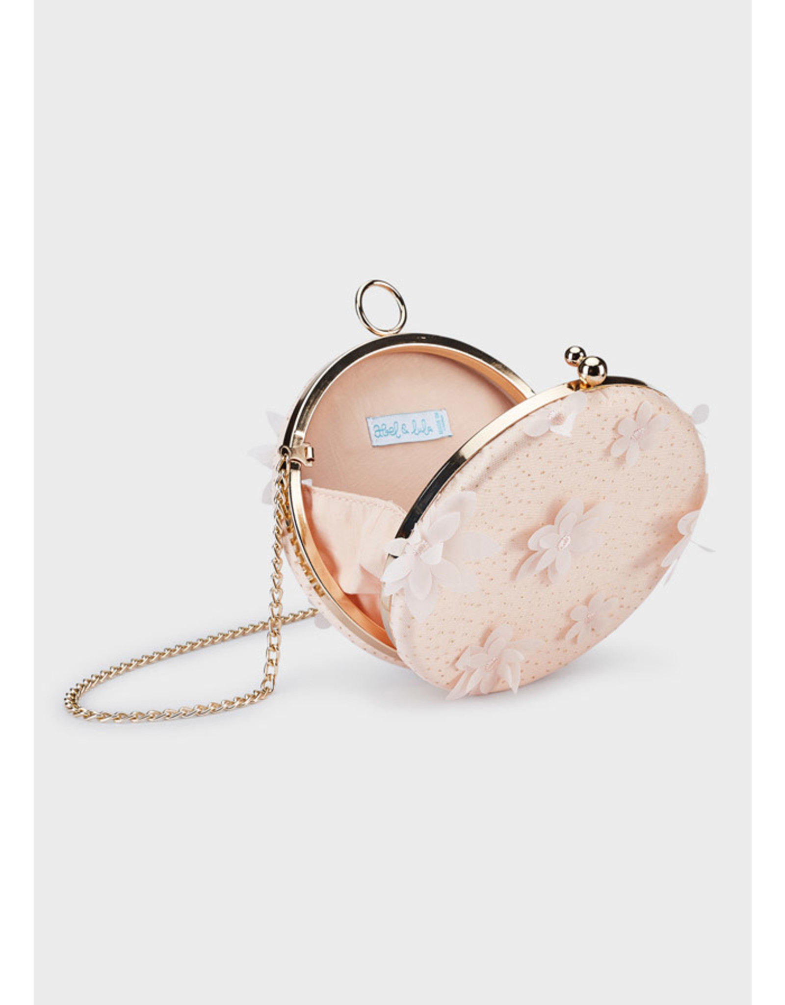 Abel & Lula Peach Embroidered Tulle Clutch