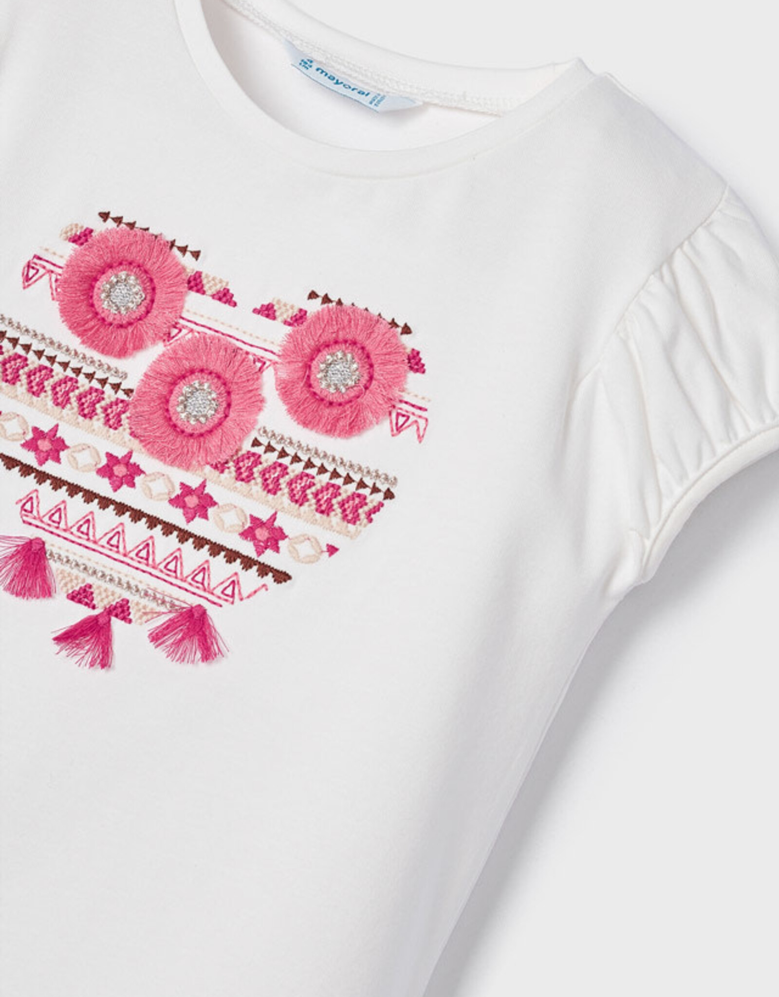 Mayoral Natural Pink Embroidered Shirt