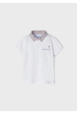 Mayoral White w/Floral Collar Polo