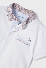 Mayoral White w/Floral Collar Polo