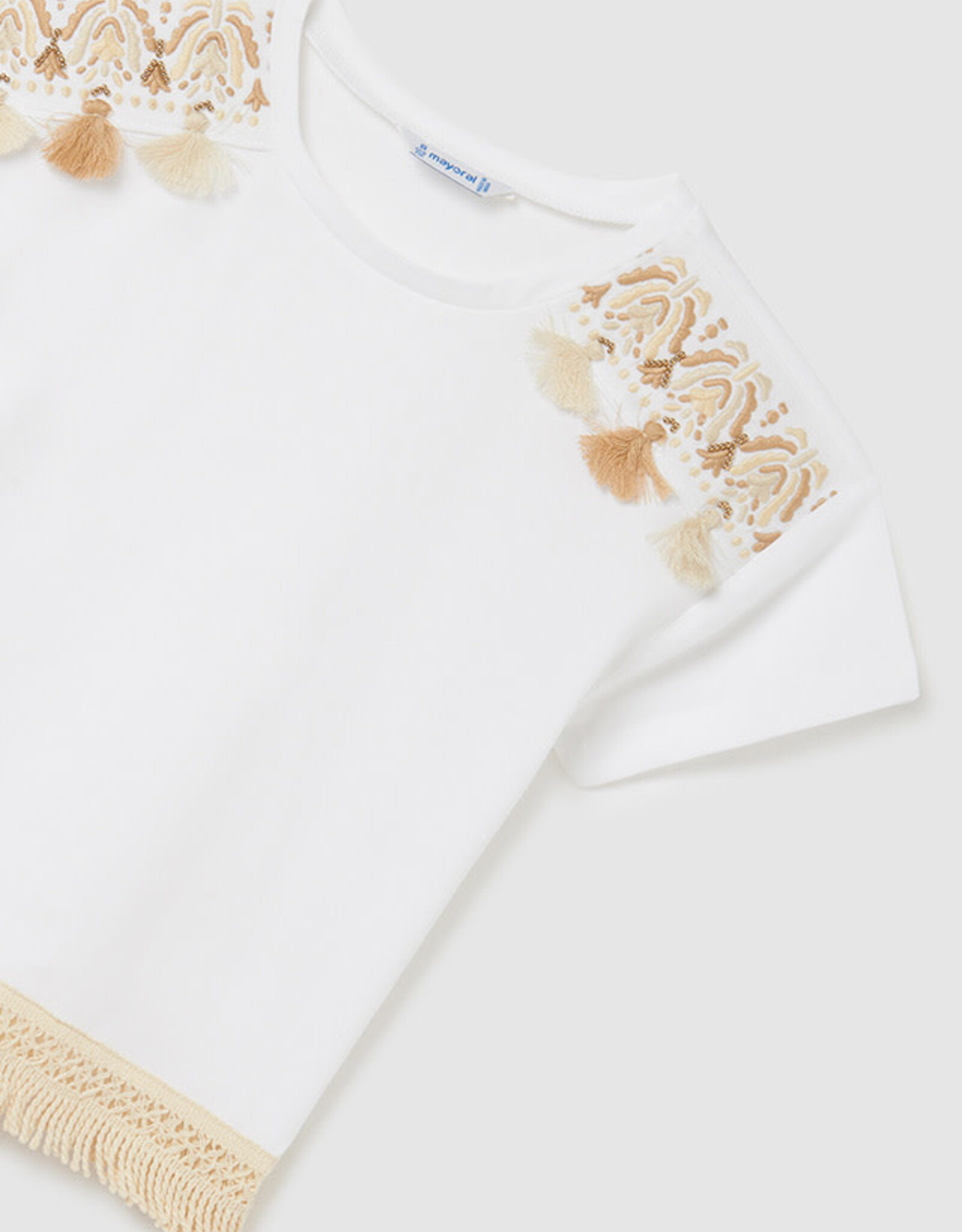 Mayoral White Shoulder Accent T-Shirt