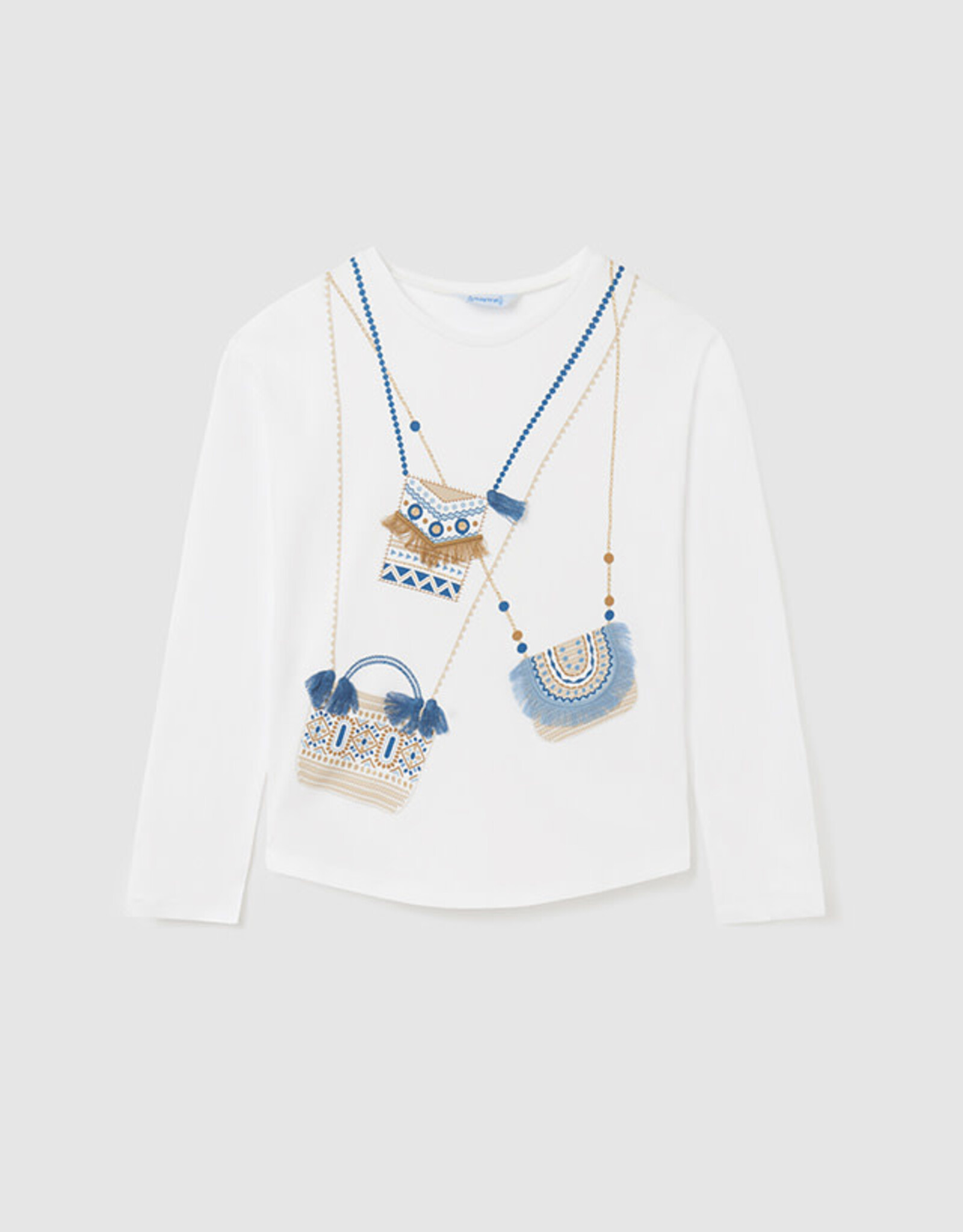 Mayoral Blue Bag Long Sleeve in White