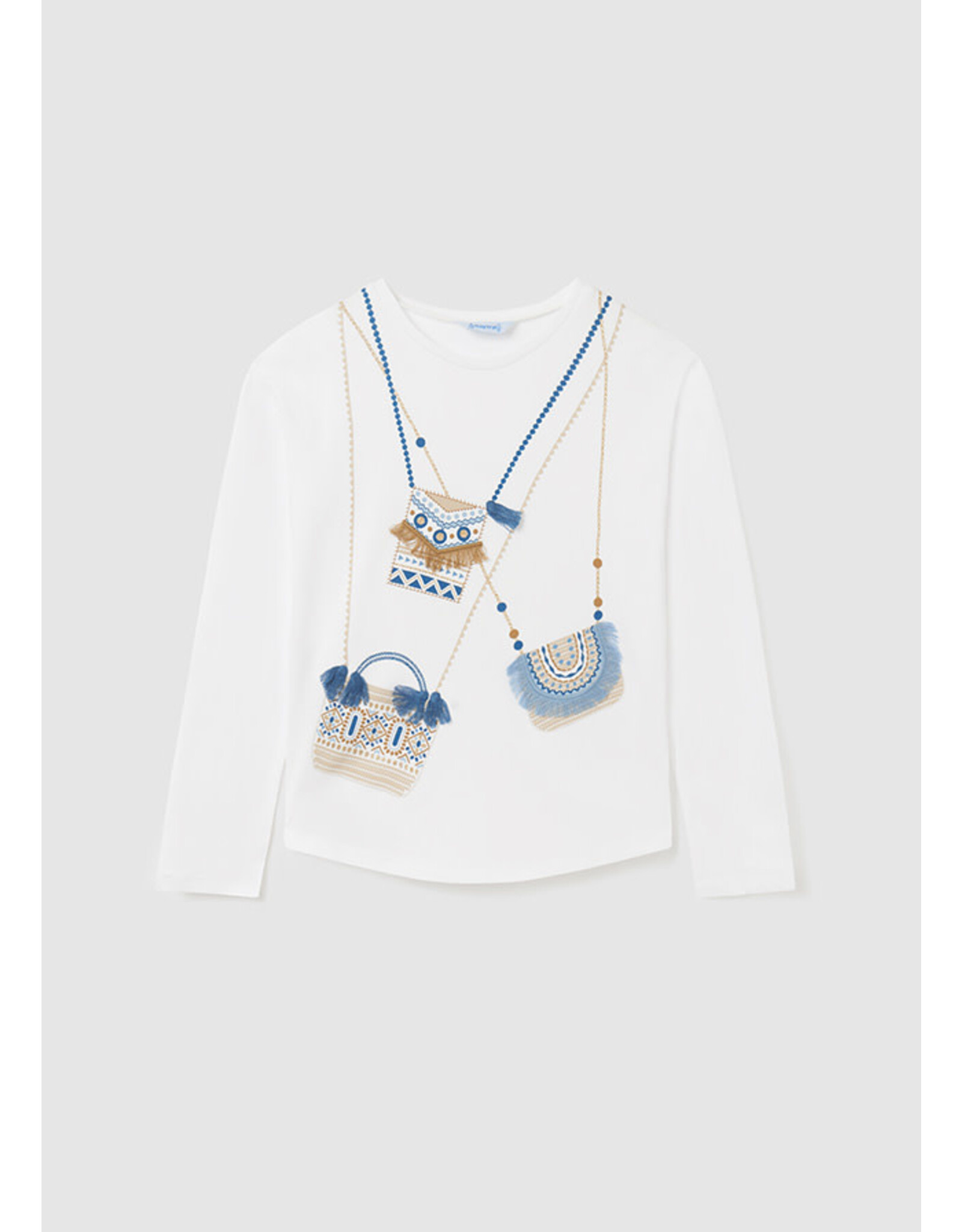 Mayoral Blue Bag Long Sleeve in White