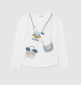 Mayoral Blue Bag Long Sleeve in White
