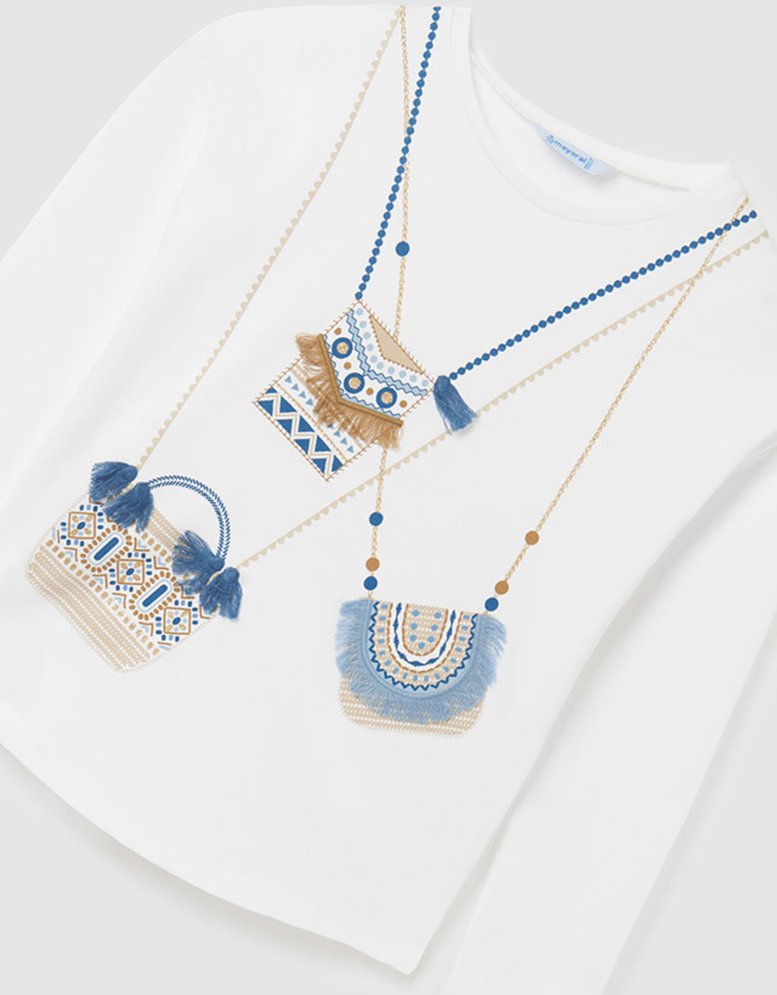 Mayoral Blue Bag Long Sleeve in White