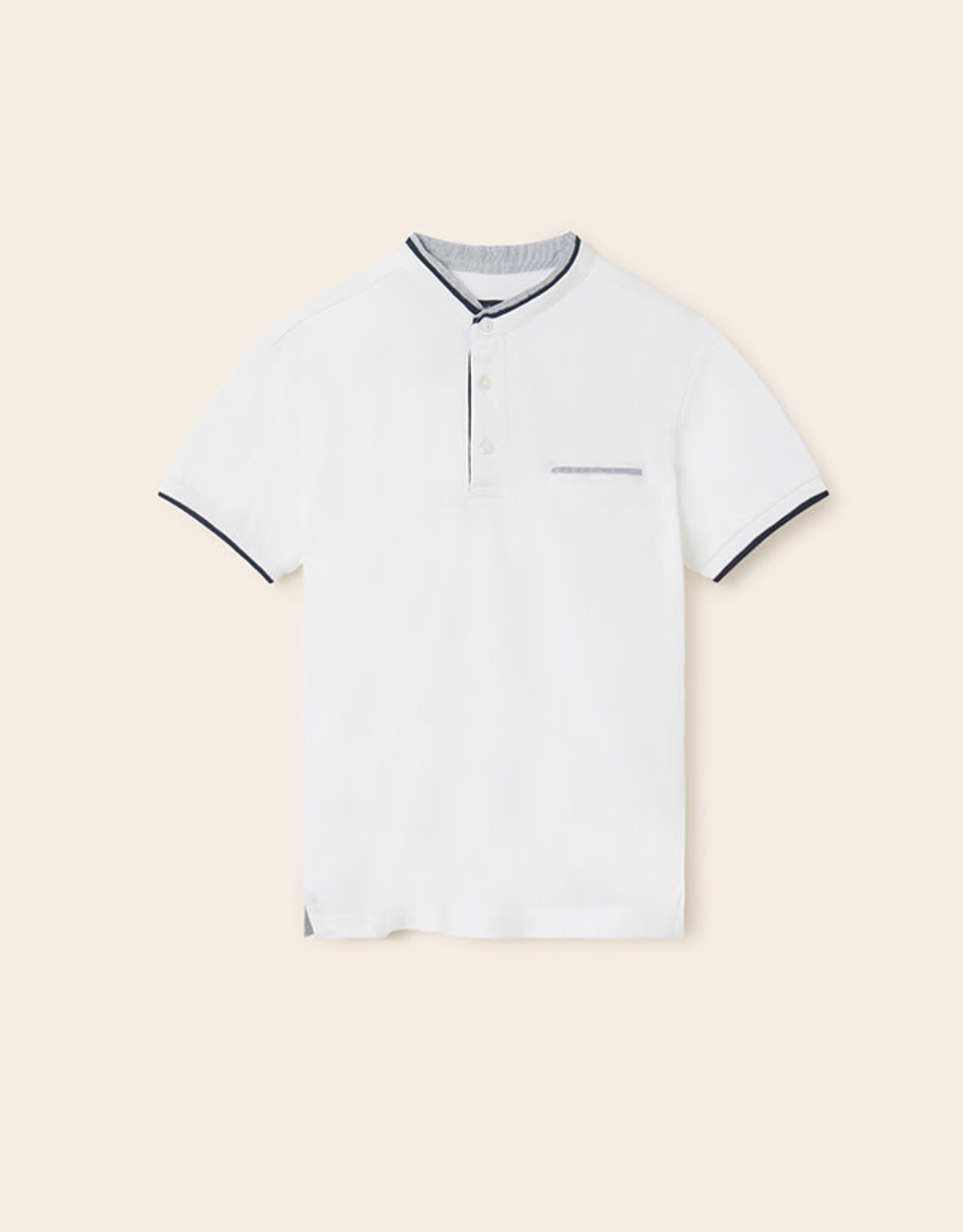 Mayoral White Polo w/Mao collar