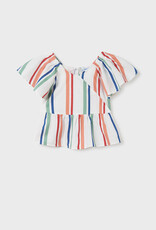 Mayoral Carmine Red Stripes Loose Shirt