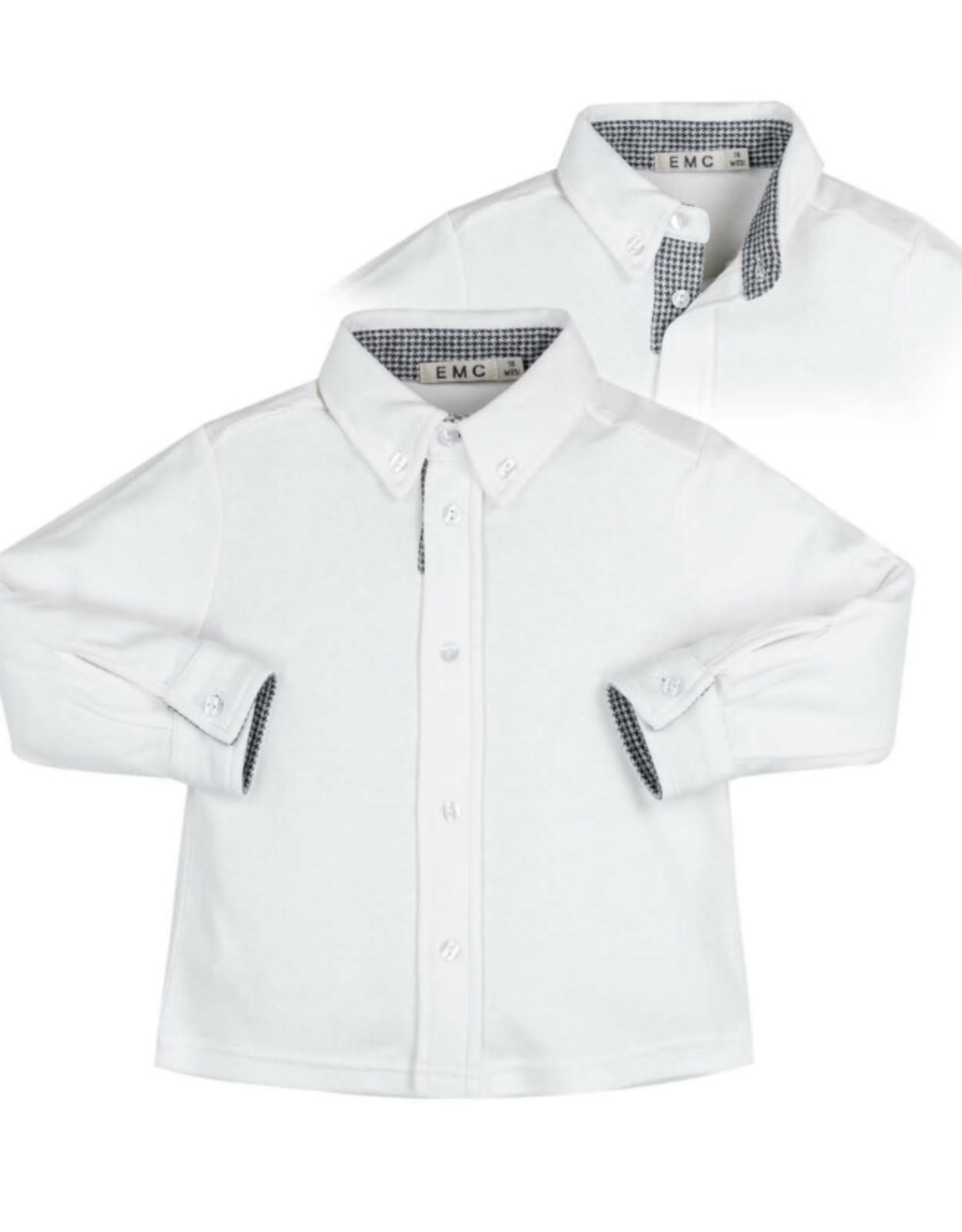 EMC White Button Up w/Houndstooth Seam