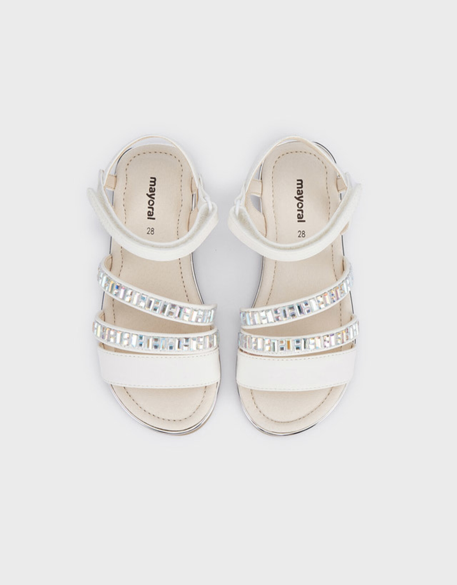 Mayoral White Strappy Sandal w/Jewels