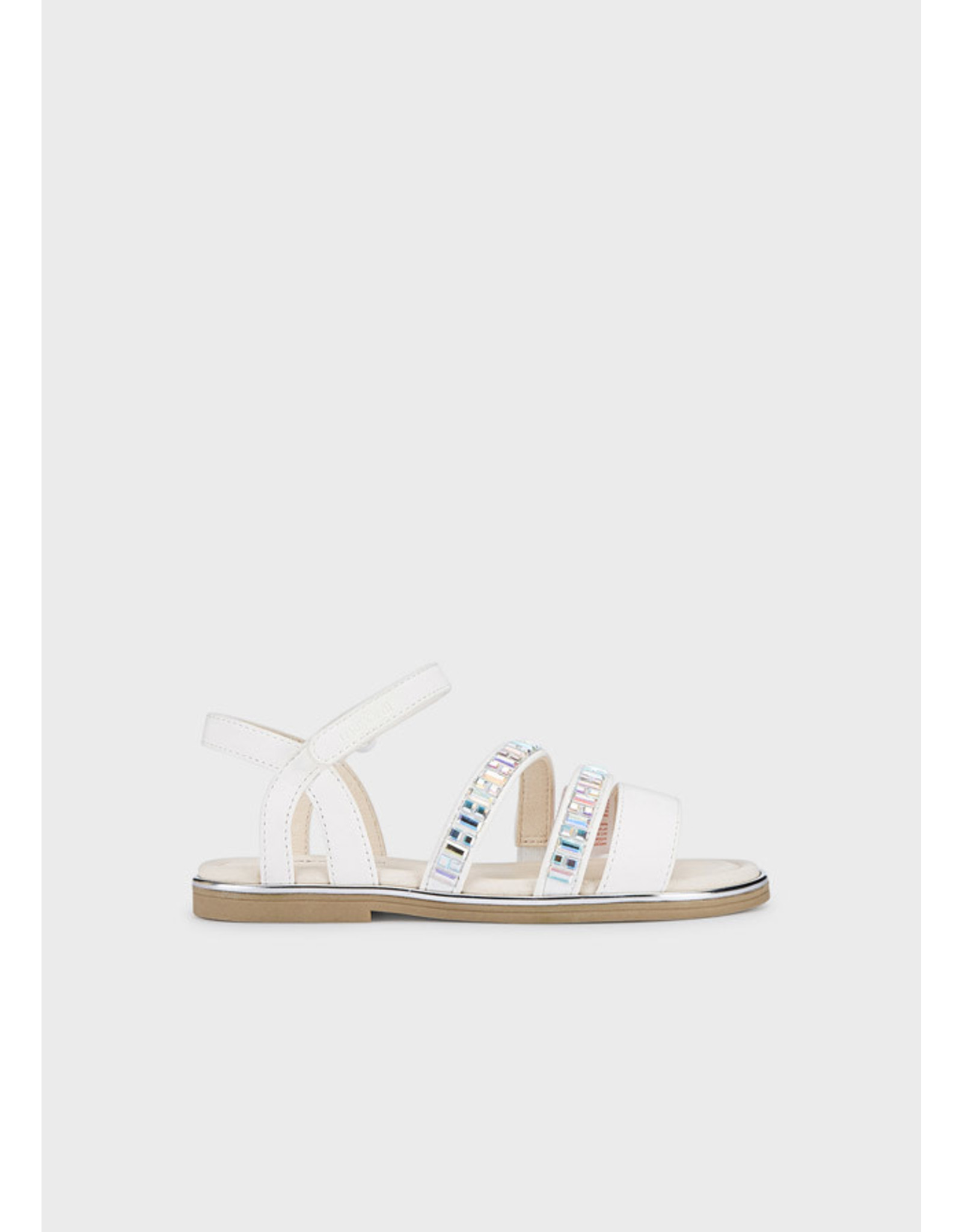 Mayoral White Strappy Sandal w/Jewels