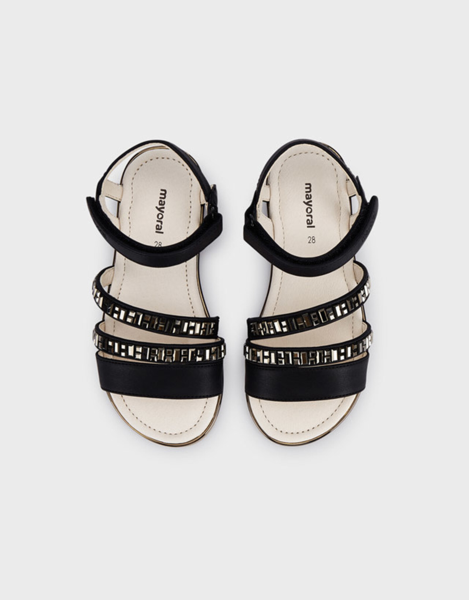 Mayoral Black Strappy Sandal w/Jewels