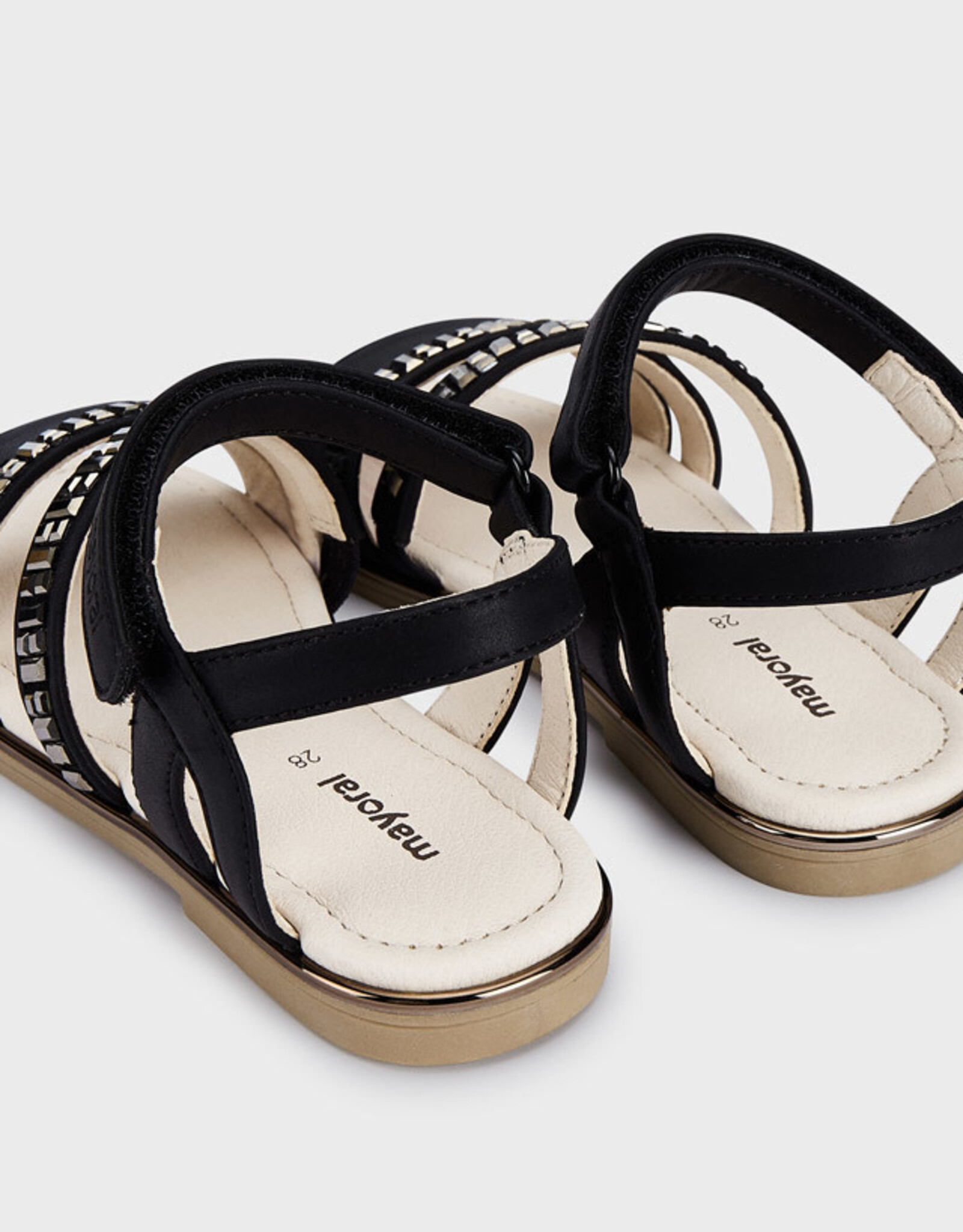 Mayoral Black Strappy Sandal w/Jewels