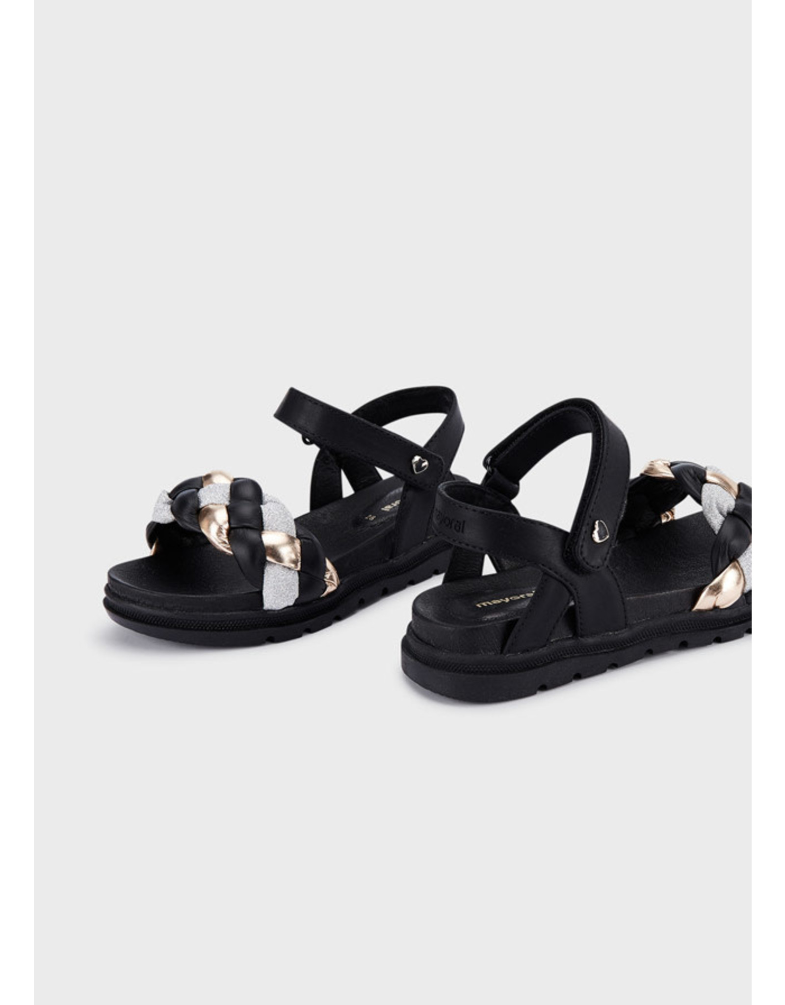 Mayoral Black Sandals w/Gold Accent