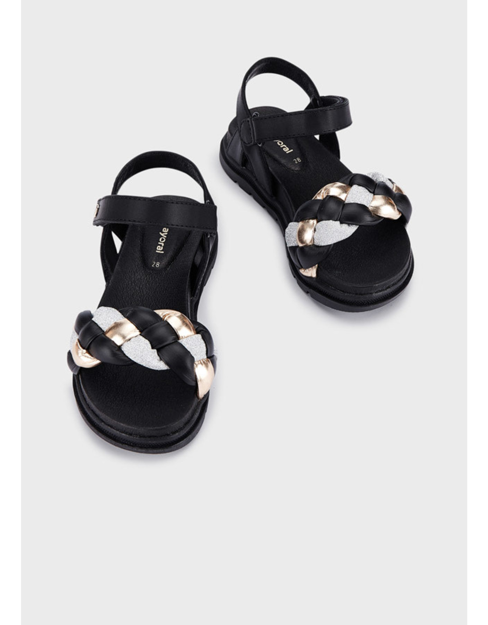 Mayoral Black Sandals w/Gold Accent