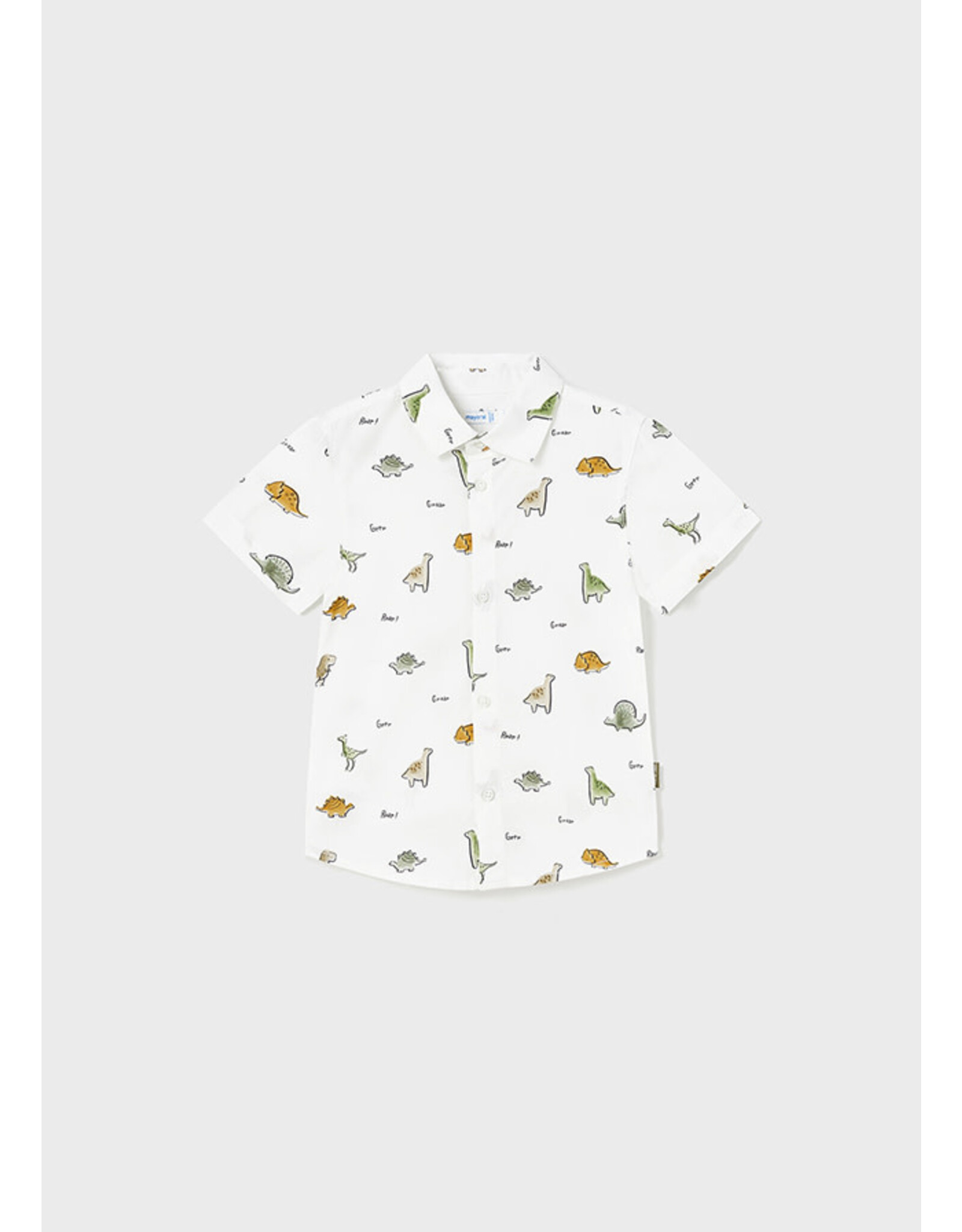 Mayoral White Dino Print Button Up