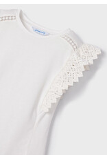 Mayoral Natural T-Shirt w/Lace Shoulder