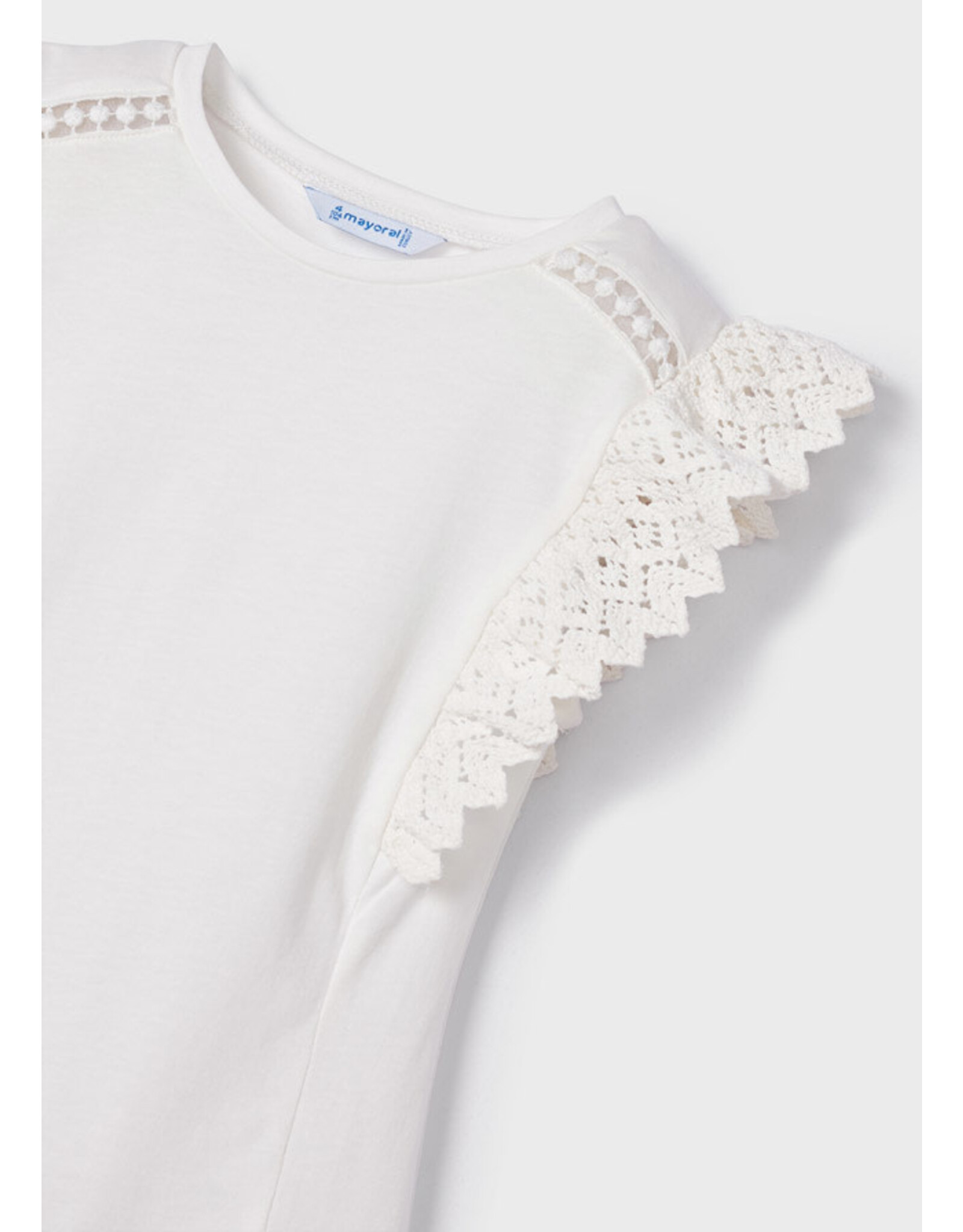 Mayoral Natural T-Shirt w/Lace Shoulder