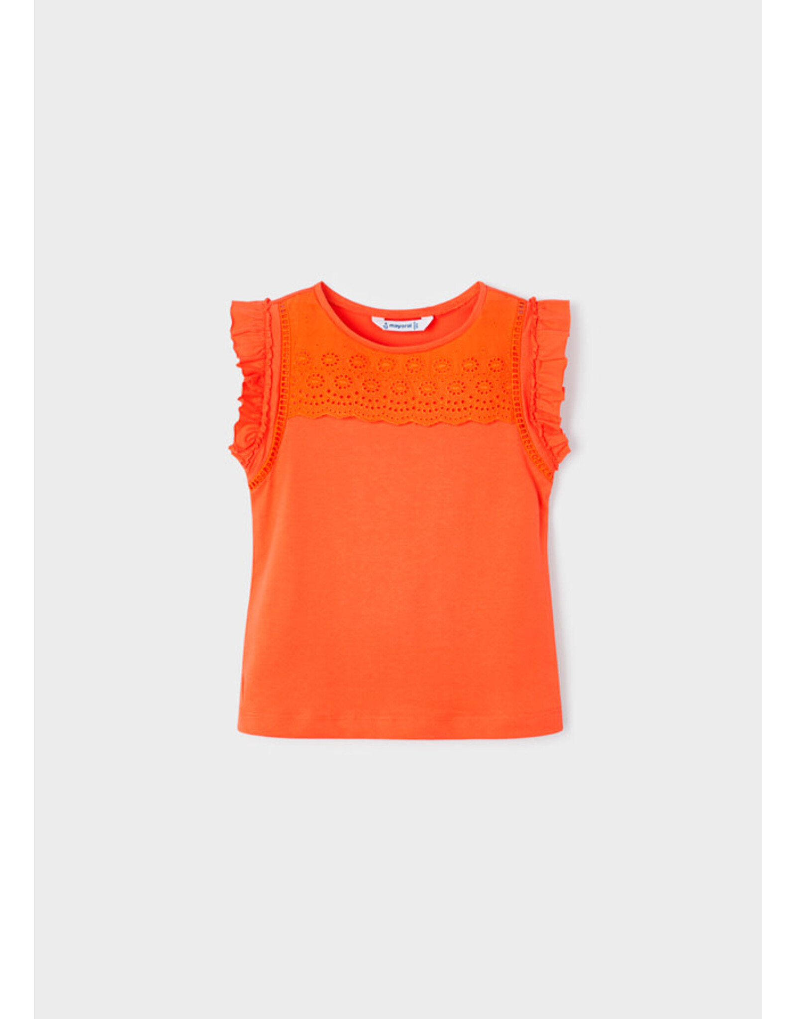 Mayoral Orange T-Shirt w/Lace Shoulder
