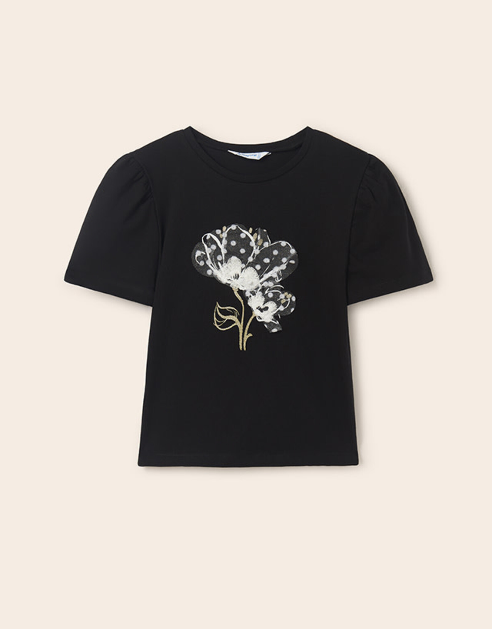 Mayoral Black Flower T-Shirt Tween