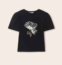 Mayoral Black Flower T-Shirt Tween