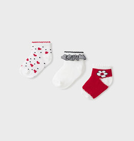Mayoral Red Floral Set of 3 Socks