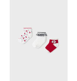 Mayoral Red Floral Set of 3 Socks