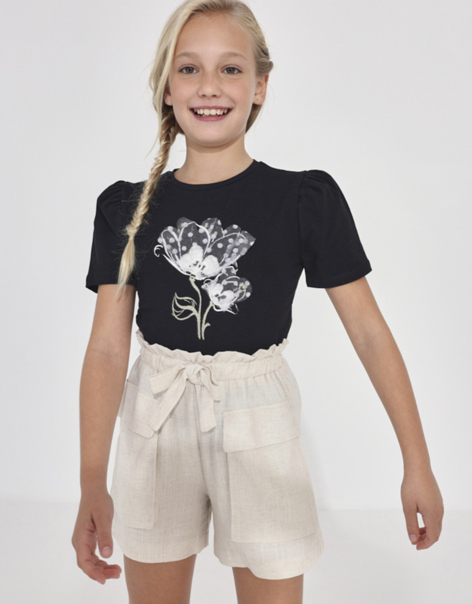 Mayoral Black Flower T-Shirt Tween