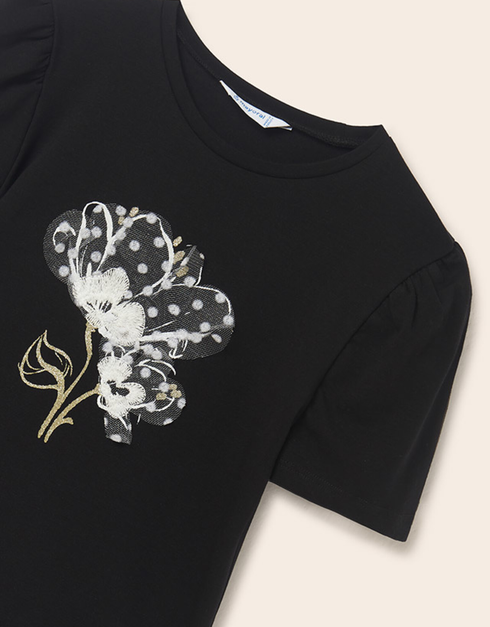 Mayoral Black Flower T-Shirt Tween