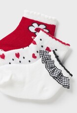 Mayoral Red Floral Set of 3 Socks