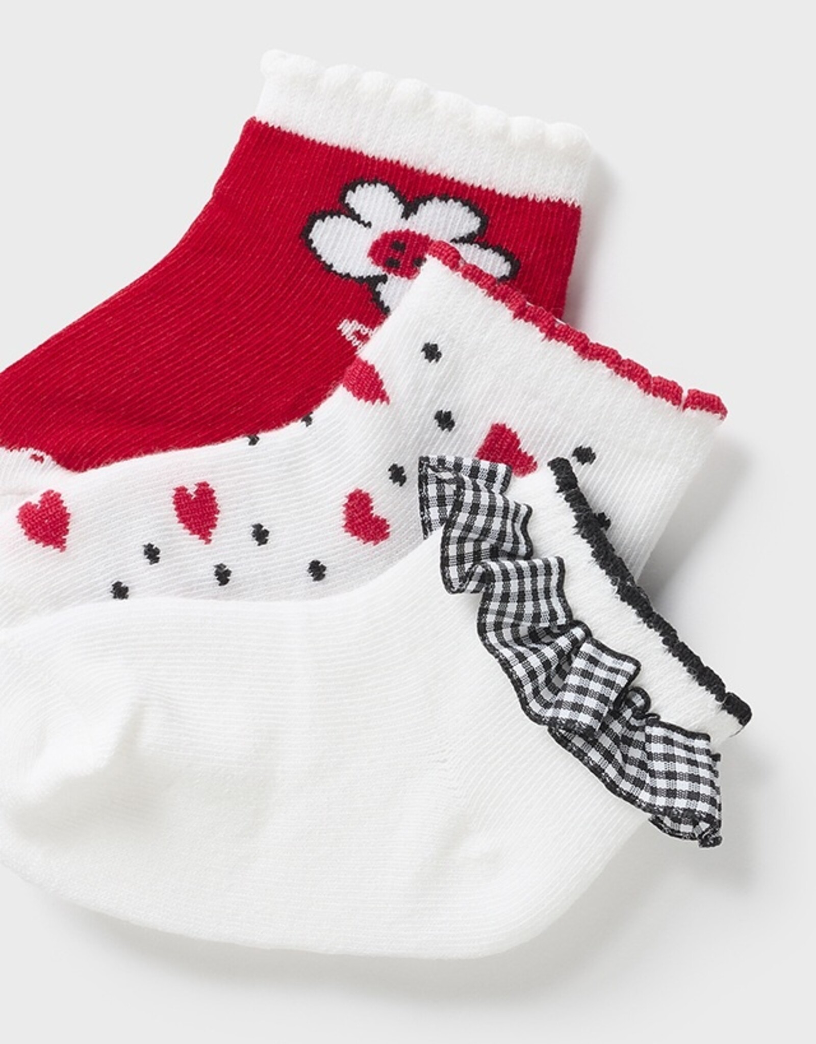 Mayoral Red Floral Set of 3 Socks