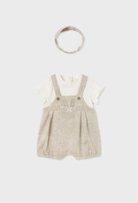 Mayoral Beige Short Bodysuit w/Headband