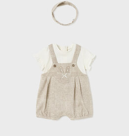 Mayoral Beige Short Bodysuit w/Headband