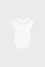 Mayoral White Bodysuit w/Pink Detailing