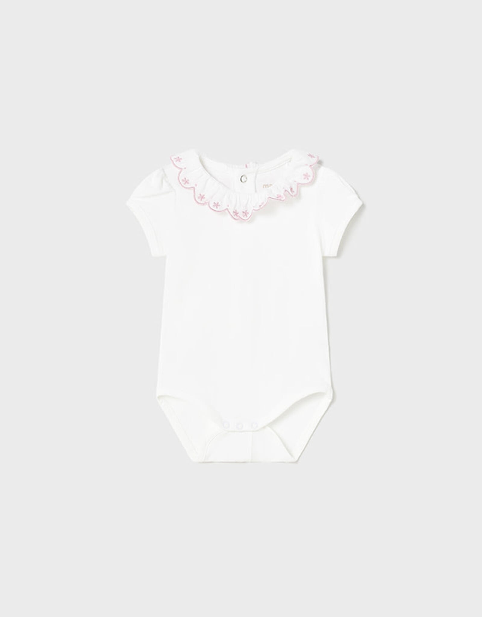 Mayoral White Bodysuit w/Pink Detailing