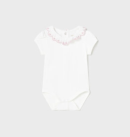 Mayoral White Bodysuit w/Pink Detailing