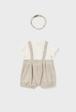 Mayoral Beige Short Bodysuit w/Headband