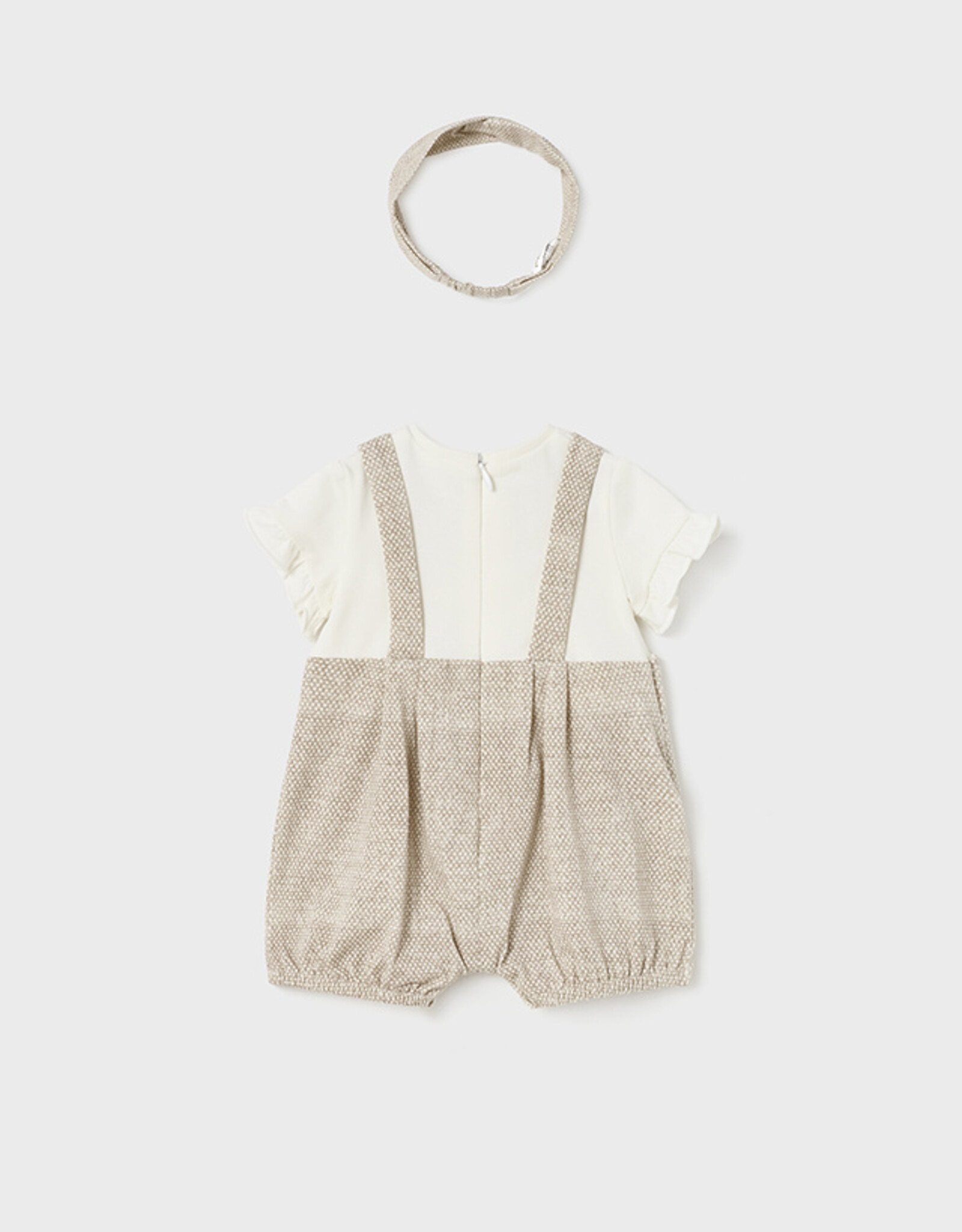 Mayoral Beige Short Bodysuit w/Headband