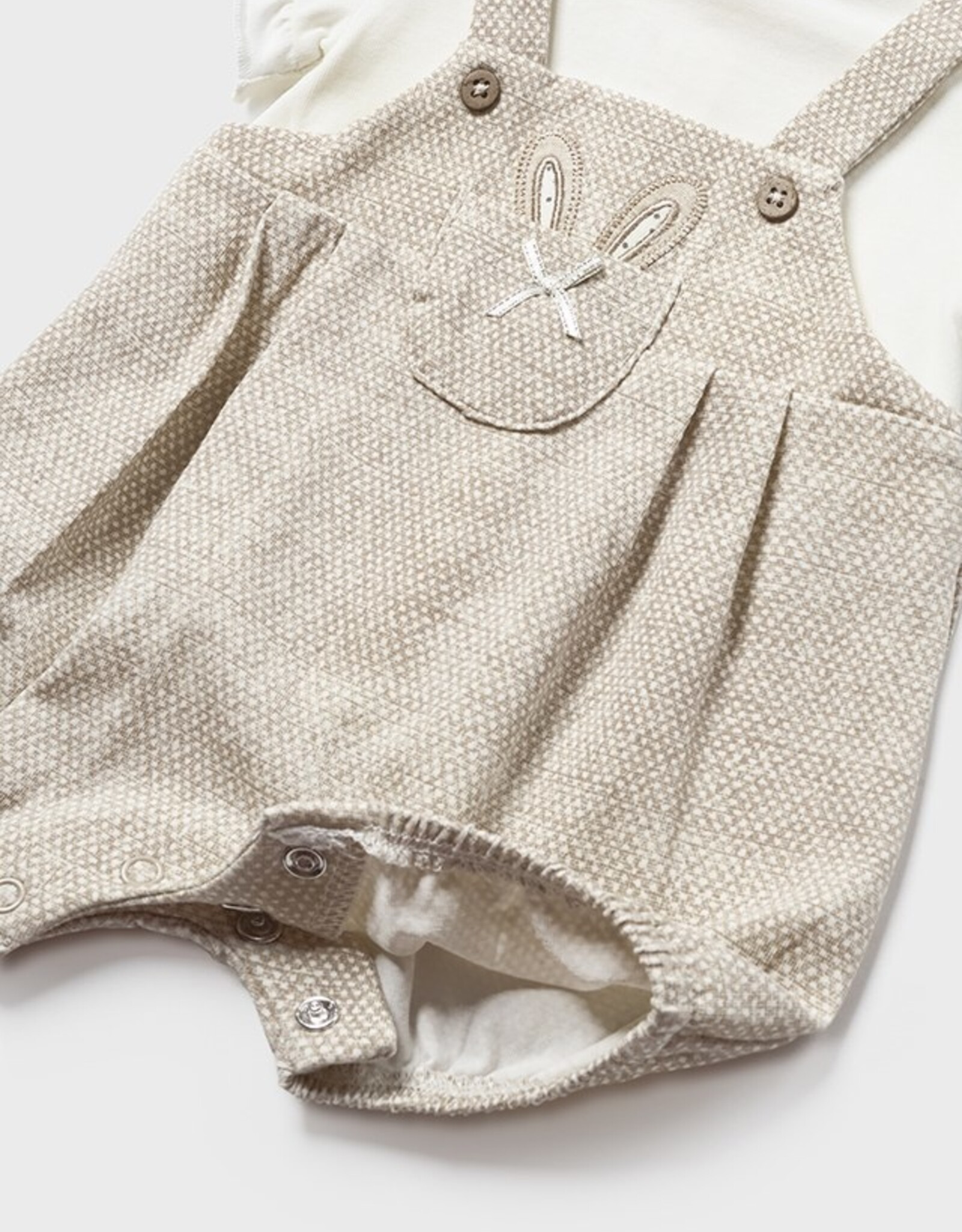 Mayoral Beige Short Bodysuit w/Headband