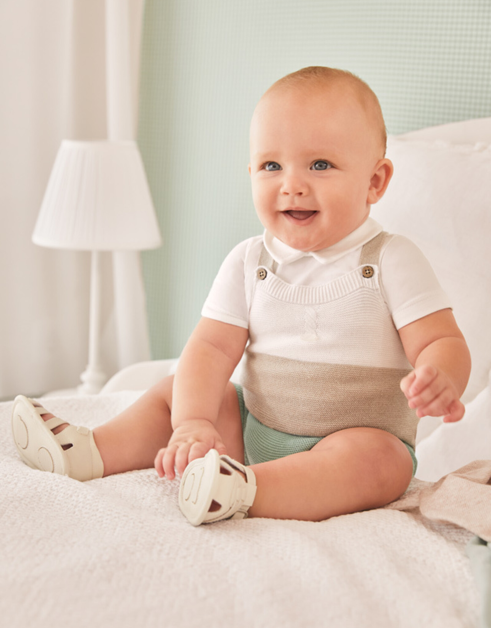 Mayoral Aqua Green Knit Dungaree Set