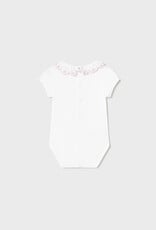 Mayoral White Bodysuit w/Pink Detailing