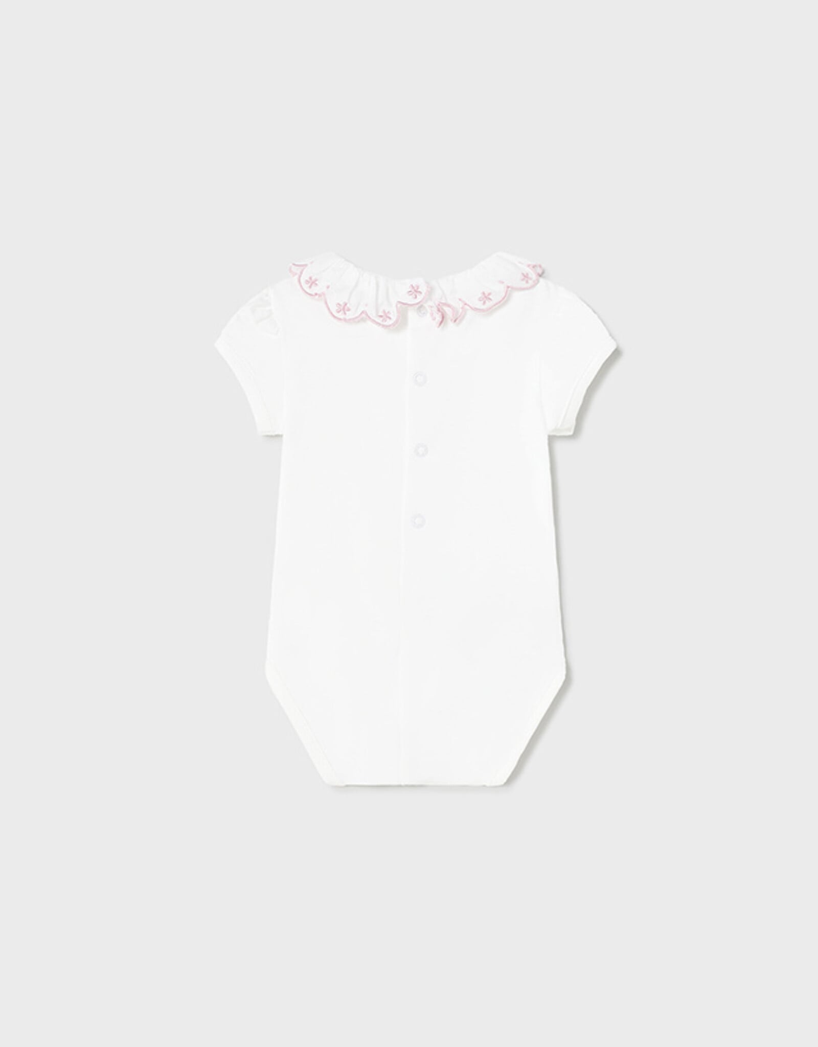 Mayoral White Bodysuit w/Pink Detailing